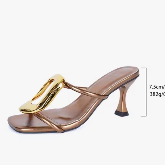 Micas Metallic Square Toe Heels - Picture 3 of 14